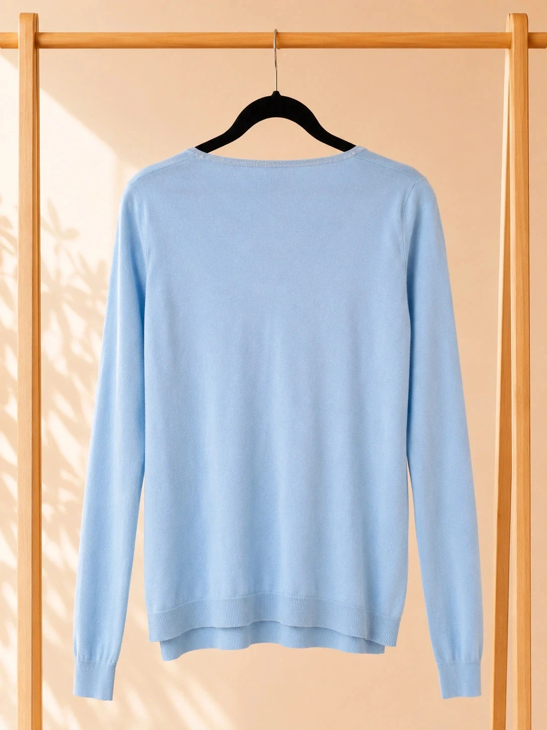 Jersey de cuello en V In Extenso azul cielo para mujer talla S de punto fino con mangas largas – photo 2